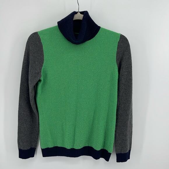 Talbots 100% cashmere colorblock turtleneck knit sweater - Picture 1 of 6